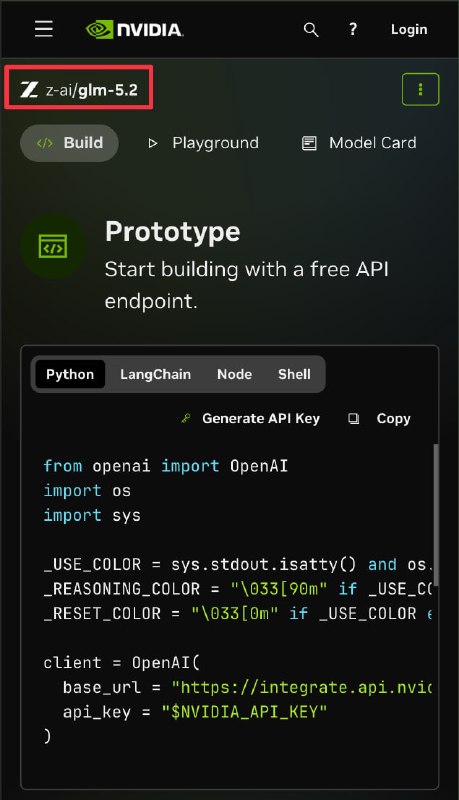 Nvidia 也上线了 GLM-5.2 的免费 API