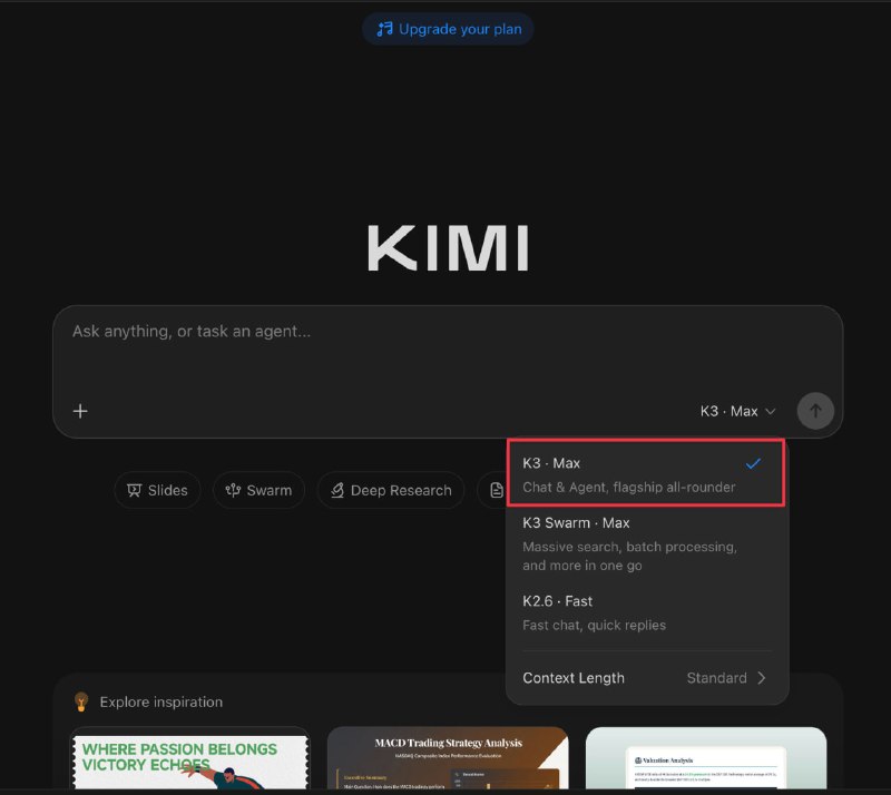 Kimi 网页端可以选择 K3 模型了