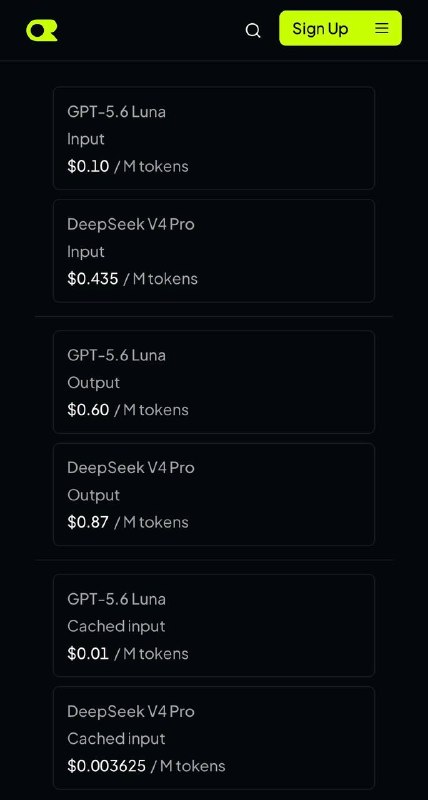 GPT-5.6 Luna 降价 80%